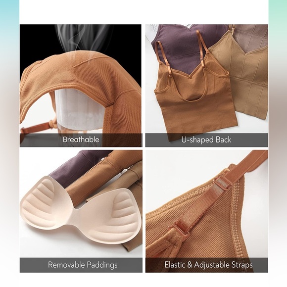 🆕4 Pieces Comfy Cami Bralette Longline Padded Bras - Picture 2 of 3